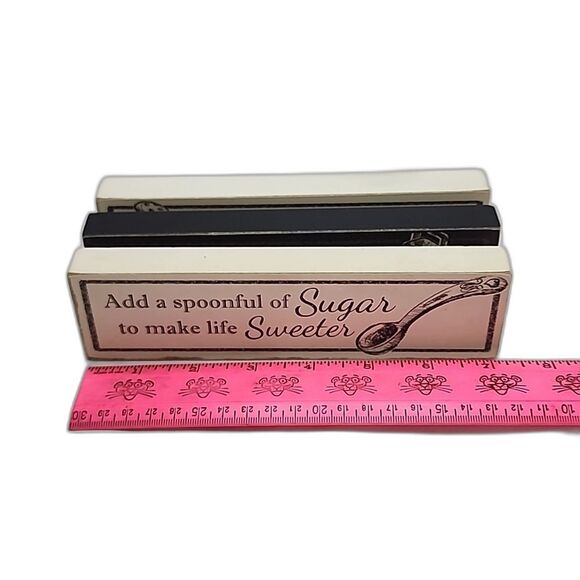 Young's Kitchen Themed Black & Beige Hang/Stand Plaque Trio 7"X2X"0.75" Each - Picture 5 of 8